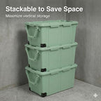 40 Gallon Wheeled Storage Tote with Lid – Heavy Duty Rolling Storage Bin with Ergonomic Handle & Secure Latches – Large Plastic Stackable Container for Garage Basement Workshop (Green) - size: Green