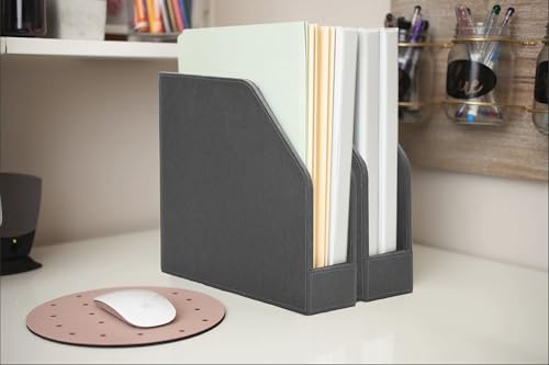 MobileVision Executive Grey Cloth Fabric Vertical File Holders - 2 Piece Combo - color: Grey Fabric