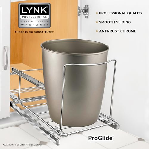 LYNK PROFESSIONAL® Pull-Out Trash Can Drawer – Sliding Organizer for Kitchen Cabinet or Under-Sink Use – Heavy Duty Storage Rack (Bin Not Included) - size: 10 inch wide x 20 inch deep
