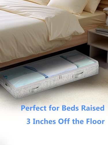 Low Profile Under Bed Storage, 3-Inch High Foldable Underbed Storage Bins with Lid & Zipper, No Structure, Super Slim Clothes Organizer for Crib Dorm Couch Low Bed, 6-Pack, Clear Top - size: 6 Pcs