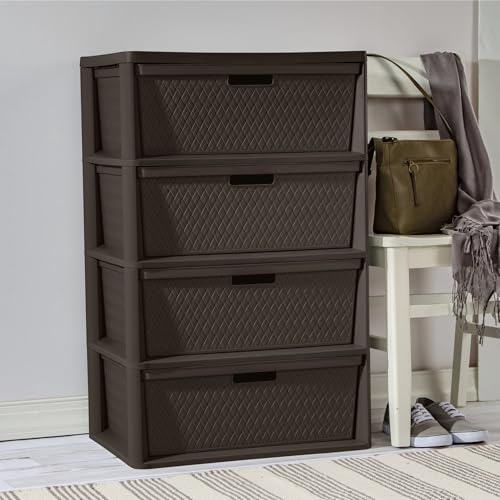Brown Storage Drawer, A Wide Four-drawer Storage Tower, Assembled Without Tools, with Detachable Fabric Drawers and A Handle for Multi-functional Storage. Suitable for Living Rooms and Bedrooms - color: Brown