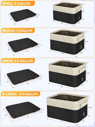 BALEINE 2 Pack Fabric Closet Storage Bins for Shelves, Linen Closet Organizers and Storage, Decorative Baskets for Organizing, Shelf, Clothes, Home, Office (Black, 12"x8"x8") - color: Black, size: 2PCS/Small-12x8x8