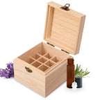 Pure Vie Wooden Essential Oil Storage Box Travel Organizer Case with Bottle Cap Label - Aromatherapy Nail Polish Fragrance Container, Holds 16 Bottle for 5-10ml - Keep Scented Oil Safe & Space Saver