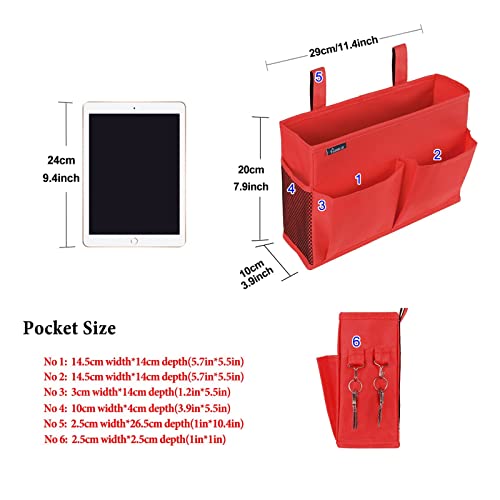 Surblue Caddy Hanging Organizer Bedside Storage Bag for Bunk and Hospital Beds, Red, Small - color: Red, size: Small