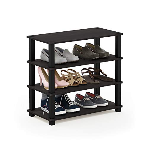 Furinno Turn-S-Tube 4-Tier Shoe Rack, Espresso/Black - color: Espresso/Black, size: 4-Tier (23.6"W)