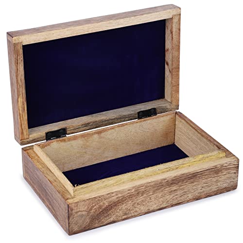 Ajuny Wooden Box with Hamsa Hand Carved Decorative Multipurpose Use Jewelry Organizer Travel Treasure Chest Trinket Holder Gift - 8 X 5 Inch - style: Hamsa Hamsa