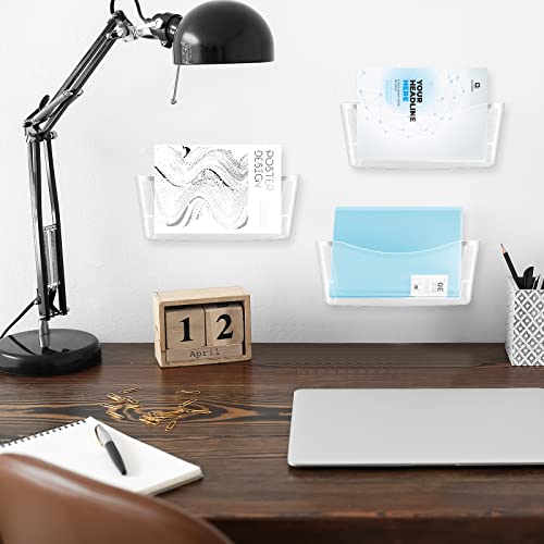Colarr 6 Pack Expandable Pocket Wall File Holder Plastic Hanging Wall Organizer Space Saving Wallmount File Holder for Office Mail Letter Magazine(Clear) - color: Clear