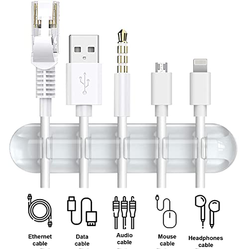 INCHOR Cord Organizer, Clear Cable Clips Cable Management, Cable Organizers USB Cable Holder Wire Organizer Cord Clips, 2 Packs Cord Holder for Desk Car Home and Office (5, 3 Slots) - color: Clear