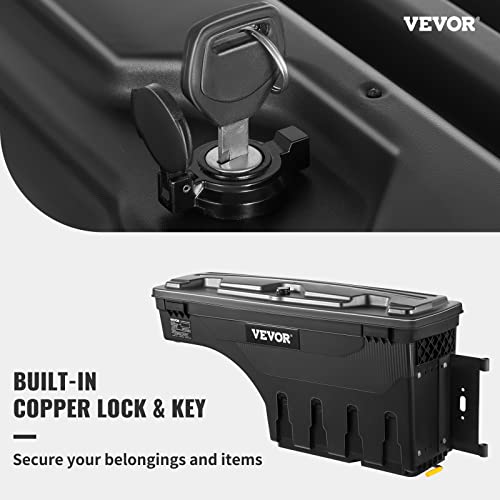 VEVOR Truck Bed Storage Box, Compatible with Chevrolet Silverado 1500 GMC Sierra 1500 2019-2020 R, Waterproof ABS Wheel Well Tool Box with Lockable Lid, 6.6 Gal/25 L Toolbox, Passenger Side, Black - size: Passenger Side, style: Chevrolet Silverado