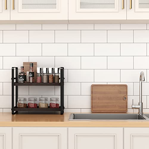 HNRLOY Bathroom Counter Organizer,Bathroom Countertop Organizer,Counter Shelf,Countertop Storage,Organization and Storage,Makeup Shelf,Sink Caddy(Brown 2 Tier) - color: Brown 2 Tier