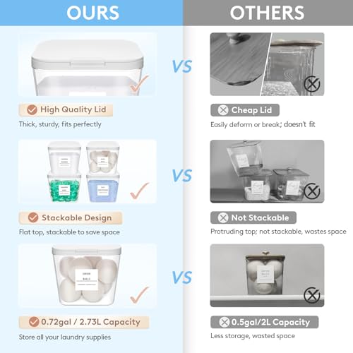Lifewit Laundry Pods Container with Pop-up Lid, Laundry Room Organization, Dryer Sheet Holder for Washing Powder Scent Booster Beads, 2700 +4500ml/0.72+1.2gal,2 Pcs - style: 0.72+1.2gal
