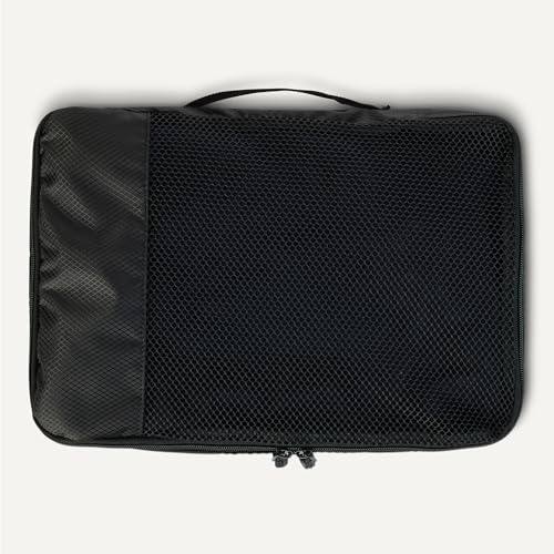 Amazon Essentials 4-Piece Packing Cubes Travel Accessories Set, Luggage Organizer with Double Zipper, Mesh Top, Space-Saving, Medium, Black (Previously Amazon Basics) - color: Black, size: 4 x Medium