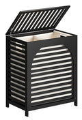 Black Laundry Hamper, Laundry Hamper with Lid, 27.3 Gallon (103L) Bamboo Wood Clothes Laundry Basket with Lid and Handles, Removable Liner - color: Black, size: Extra Large