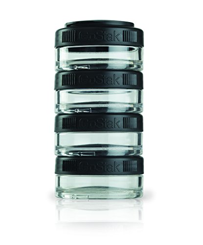 BlenderBottle GoStak Twist n' Lock Storage Jars, 40cc 4-Pak, Black - color: Black, size: 40cc (Pack of 4)