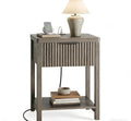 Lulive Fluted Nightstand with Charging Station, 1 Drawer, Contemporary Design (Dark Grey) - color: Dark Grey, size: 1 Drawer-Set of 1 Nightstand