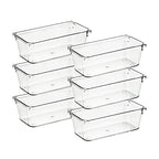 Ravinte 6 Pack Drawer Organizer - 3" X 6" Plastic Storage Bins, Acrylic Organizers with Non-Slip Pads Clear Desk Storage Tray for Makeup, Jewelries, Kitchen Utensils, Bathroom and Office - size: 3" x 6"