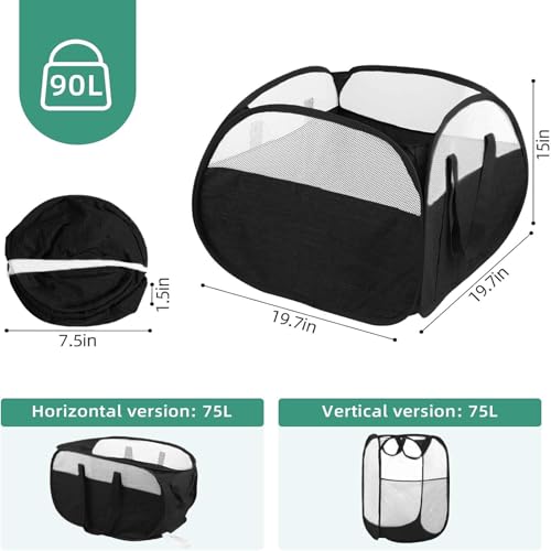 Collapsible Laundry Baskets, Tear Proof Pop Up Laundry Hamper with Large Capacity, Sturdy Foldable Laundry Basket, Easy to Carry Laundry Hamper for Home, Laundry Room, Bedroom, Dorm, Travel Black - style: Square Black
