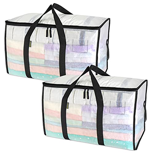 BALEINE 2-Pack Oversized Moving Bags with Reinforced Handles, Heavy-Duty Storage Tote for Clothes, Moving Supplies (Clear, 2-Pack) - color: Clear, size: 2-Pack