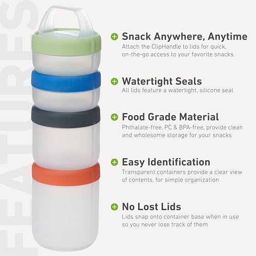 humangear STAX, Stackable Snack Containers - 4-Piece Leak-Proof Snack Travel System - FDA-Food Safe, BPA/PC/Phthalate-Free - Stackable & Click-Together Food Storage, Medium - color: Spectrum, size: Medium