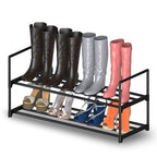 Hsscblet 2 Tier Metal Shoe Rack,Adjustable Shoe Shelf Storage Organizer,Stackable Boot & Shoe Storage,for Entryway,Hallway,Closet,Black - size: 2-Tier