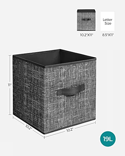 SONGMICS Storage Cubes, 11-Inch Non-Woven Fabric Bins with Double Handles, Set of 6, Closet Organizers for Shelves, Foldable, for Clothes, Classic Black UROB026B01 - color: Classic Black, size: 10.2''L x 10.2''W x 11''H