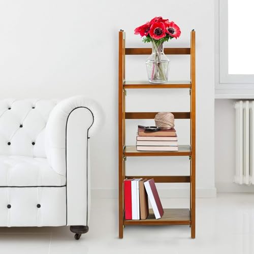 HomeStock 3-Shelf Stackable Folding Office Wood Furniture Bookcase, Contemporary Home and Office Furniture, Sturdy Wooden Shelving Storage Honey Oak/14 inch - color: Honey Oak, size: 14 inch