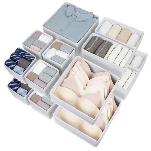 Fordonral 16 Pack Drawer Organizer Clothes, Foldable Fabric Dresser Organizer Closet Organizers and Storage Box for Underwear,Folded Clothes,Baby Clothing,Socks,Bra,Towels,Ties(White) - color: White, size: 16 Pack