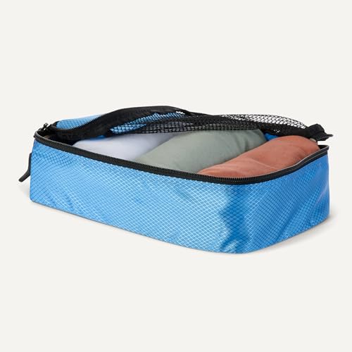 Amazon Essentials 4-Piece Space-Saving Packing Cubes Travel Accessories Set, Suitcase Organizer with Double Zipper, Mesh Top, Small, Sky Blue (Previously Amazon Basics) - color: Sky Blue, size: 4 x Small