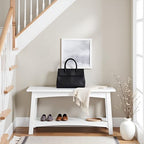 Craftsbury 36-Inch Solid Wood Entryway Bench with Storage Shelf – Easy Assembly Small Seating Bench for Hallway, Living Room, or Foyer by Alaterre Furniture (White) - color: White