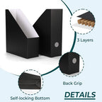 EXYGLO 12 Pack Black Magazine File Holder, Cardboard Magazine Rack with Label, Foldable Storage Organizer Box for Book, Documents, 9.9x3.3x12 Inches - color: Black