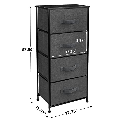 Sorbus Nightstand with 4 Drawers - Bedside Furniture & Night Stand End Table Dresser with Steel Frame, Wood Top, Easy Pull Fabric Bins for Home, Bedroom Accessories, Office & Dorm - color: Black, style: 4 Drawer