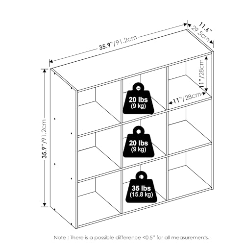 Furinno PELLI Closet Organizers and Storage, 9-Cube Closet Organizer, Open Shelf Closet Storage, for Wardrobe, Bedroom, Living Room, Americano - color: Americano, size: 9-Cube