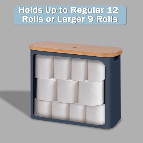 efluky Toilet Paper Basket with Lid, Toilet Paper Organizer for Bathroom, Free Standing Toilet Paper Holder with Storage, Blue - color: Blue
