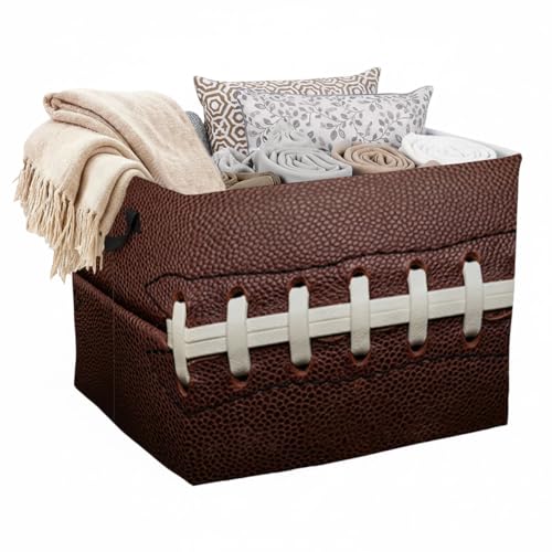56L Football Laundry Basket Dirty Clothes Hamper with Handles,Foldable Blanket Storage Large Laundry Hamper with Waterproof PE,Toy Storage Bin Organizer,Cube Clothes Organizer,Home Decor - color: Football