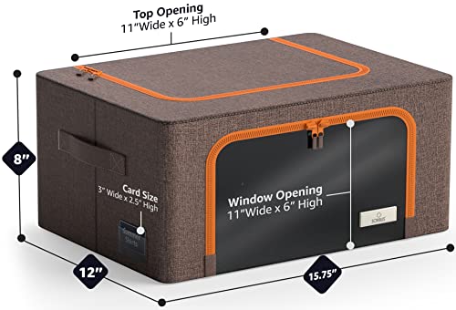 Sorbus® Storage Bins Boxes, Foldable Stackable Container Organizer Basket Set with Large Clear Window & Carry Handles, for Bedding, Linen, Clothes (Brown) - color: Brown, size: 2 Pack