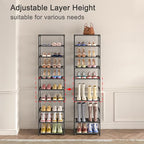 Autonomier 10 Tier Tall Shoe Rack, Non-Woven Fabrics Compact Narrow Shoe Stand Shelf, Vertical Small Space Saving Storage Organizer for Closet Floor, Front Door Entrance, Entryway, Black - size: 10-Tier