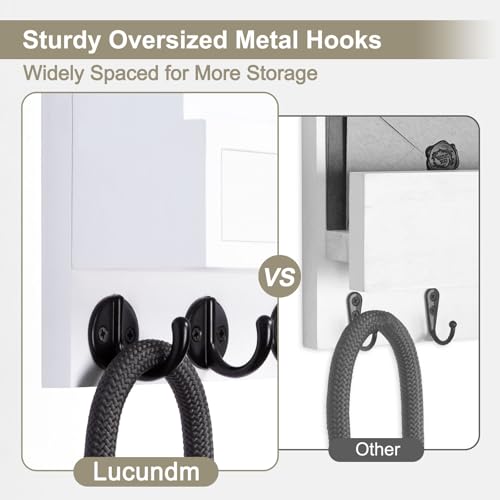 Key Holder Wall Mount, Mail Holder with Storage Drawer and 5 Key Hooks for Coat, Dog Leash, Home Decor Rack, House Accessories, Entry Way Organizer - color: White, size: Standard - 11.8 Inch
