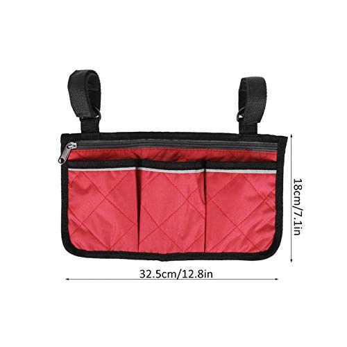 RiToEasysports Walker Bag,Multifunctional Wheelchair Side Bag Scooter Armrest Side Bag Hanging Pouch Storage Organizer for Bed Rail, Scooters, Walker Rollator - color: red