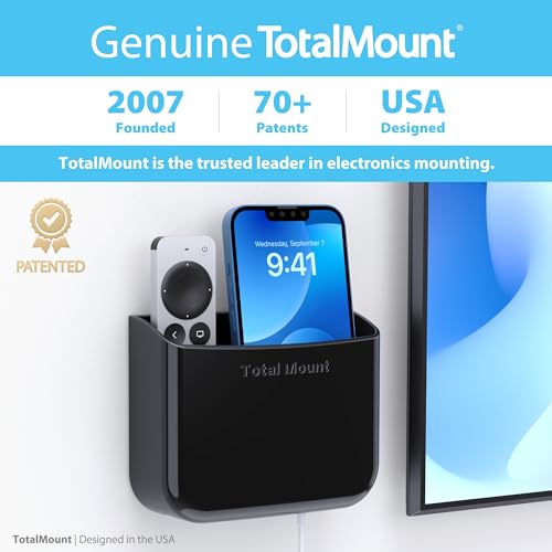 TotalMount Hole-Free Remote Holder – Eliminates Need to Drill Holes in Your Wall (for 2 or 3 Remote Controls – Black – Quantity 1) - color: Black