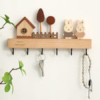 Key Holder with Shelf for Wall, Key Organizer Wall Mount with Hooks, Rustic Wooden Home Decoration for Entryway, Living Room, Bedroom, Cute Key Holder with Shelf.