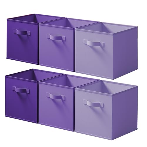 Cupic Cupid 13 Inch Storage Cube, Fabric Cube Storage Bin with Handles, Storage Cube Organizer for Clothes and Toys, Collapsible Cube Bins for Closet, Shelves, Nursery, 6-Pack, Purple Gradient - color: Purple Gradient, size: 13 Inch