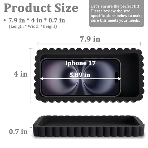 Small Silicone Bathroom Vanity Tray, Sink Caddy for Dish Soap Dispenser, Sponge Holder for Kitchen Sink, Rectangle Bathroom Countertop Organizer for Perfume, Jewelry, Candle (7.9” * 4”, Black) - color: Black, size: 7.9" x 4" x 0.7"