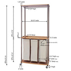 Modern Laundry Center with Wheels, 6 Load Capacity, Steel Frame, 3 Washable Linen Bags, MDF Shelves with Hanging Bar, Easy Twist-On Assembly, Light Ash Wood Grain Laminate - style: Laundry Center