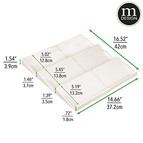 mDesign Expandable Plastic Deluxe Spice Rack, Drawer Organizer for Kitchen Cabinet Drawers, 3 Tier Slanted for Spice Jars, Food Seasoning Bottle Storage, Ligne Collection - Cream/Beige - color: Cream