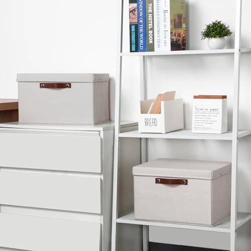 Temary Storage Bins with Lids 2-Pack Large Foldable Storage Baskets with Lid, Fabric Storage Bin for Organizing Home (Beige, 15x11x9.5inch) - color: Beige, size: 15×11×9.5