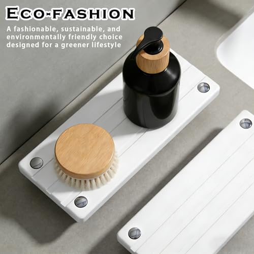 2PCS Instant Dry Sink Caddy for Bathroom Counter, Durable Kitchen Sink Organizer, Diatomite Stone Drying Tray, Upgrade Water Absorbing Stone Tray for Sink, Anti-Slip Stone Soap Tray -White - color: 2pcs White Metal Foot 3stripes