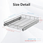 ZOINLIY Pull Out Cabinet Organizer, Versatile Slide Out Kitchen Organizers and Storage,Heavy Duty Drawer Cupboard Storage Basket, Smooth Sliding, Chrome Finish (26.8 * 21inch) - size: 26.8”W x 21”D (Outside Dimensions)
