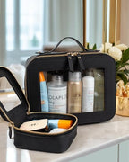LETGO Clear Makeup Bags Set - TSA Approved Toiletry Bag with Handle Large Opening, Clear Toiletry Bags Case Pouch for Traveling Travel Car Orangizer Storage Essentials (Mini+Large Black) - color: 0-Large+Mini-Black