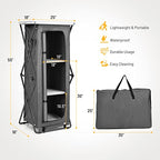 Giantex Folding Camping Storage Cabinet with 3 Shelves and Carry Bag, Portable Outdoor Organizer Kitchen Table, Quick Set-up for BBQ, Picnic, Backyard, Compact Pop-Up Cupboard, 55''H - size: 55''H