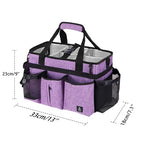Large Cleaning Caddy Bag Built-in Sturdy Support Board, Cleaning Organizer with Detachable Divider, Cleaning Supply Tote with Adjustable Shoulder Strap&Waist Belt for Cleaners & Housekeeper - color: Purple